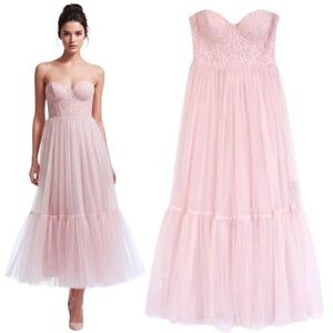 NWT Selfie Leslie Pink Midi Dress Dance with Me Sweetheart Size Medium